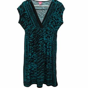 She’s Cool black/green v-neck dress